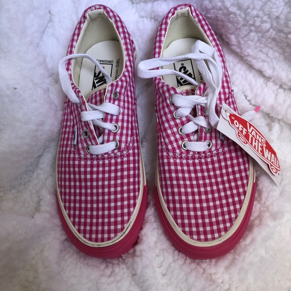 Vans pink gingham check sneaker  W7.5
